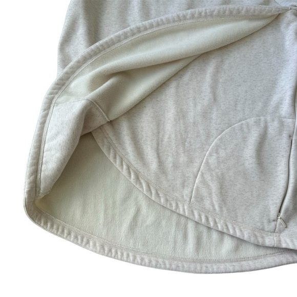 Athleta Cozy Karma Asymmetrical Mock Neck Funnel pullover Fleece Small Oatmeal - Picture 5 of 9